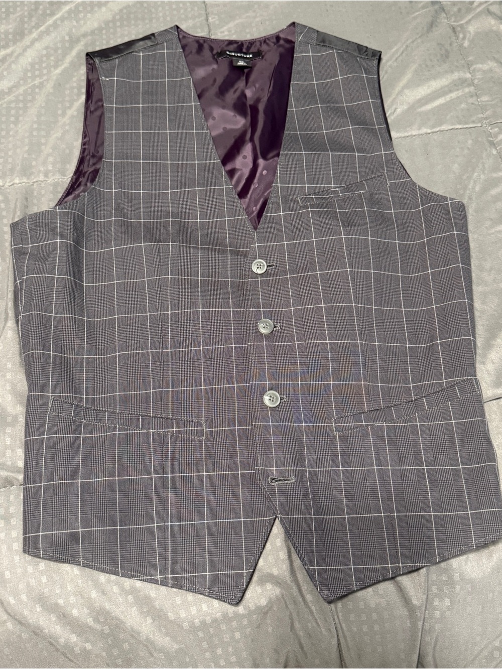 Men's Small Dress Vest by Structure Gray Vest Size S/C